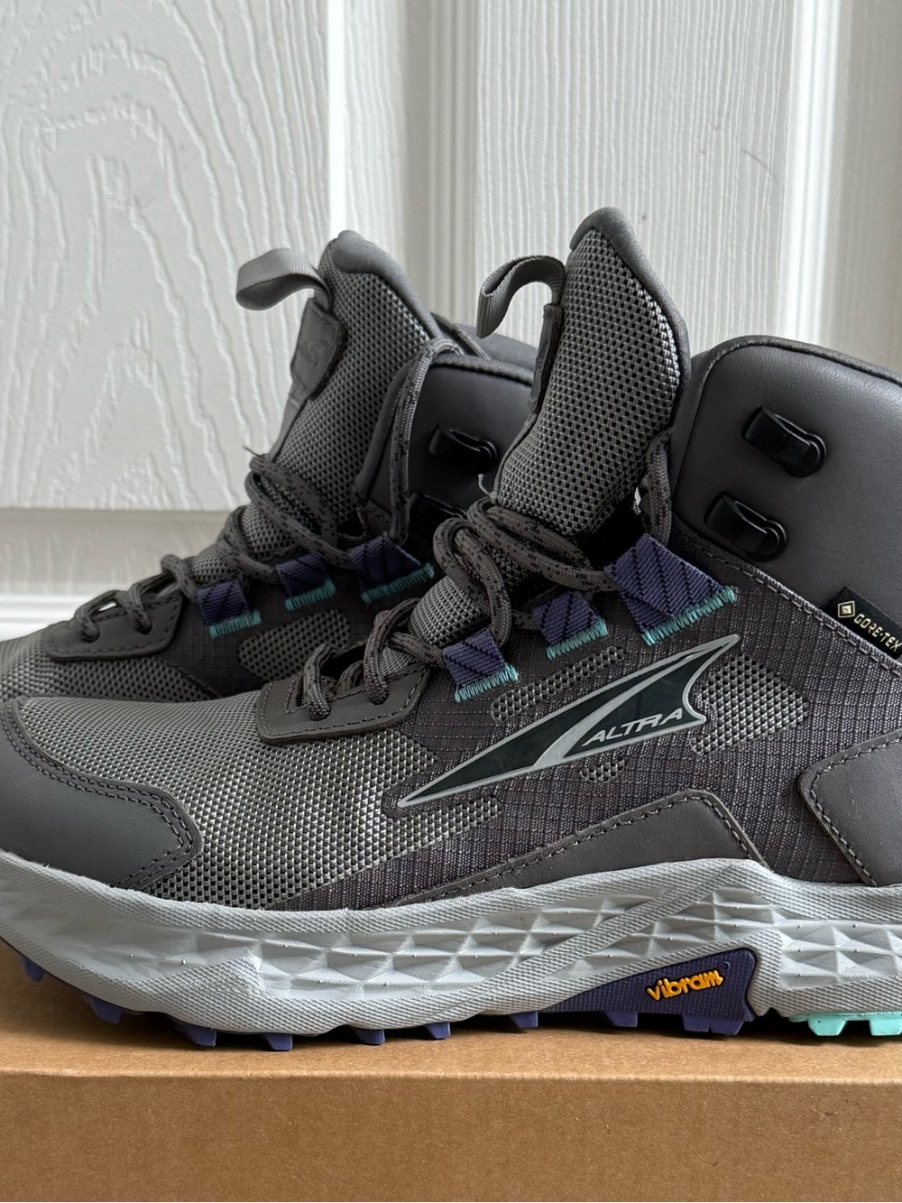 Altra Gray Hiking Trail Shoes with Teal & Purple Accents